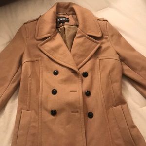 Express pea coat with ruffle detail